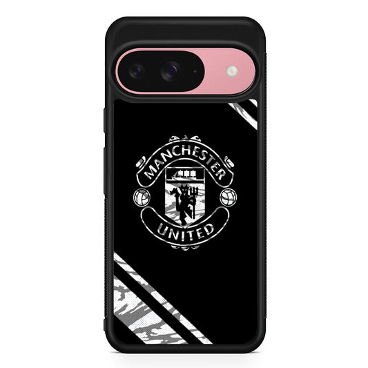 Manchester United Black Emblem Google Pixel 9 Case | Google Pixel 9 Protective Rubber Case