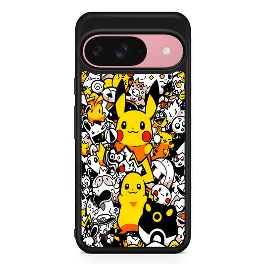 Pokemon Pikachu Doodle Google Pixel 9 Case | Google Pixel 9 Protective Rubber Case