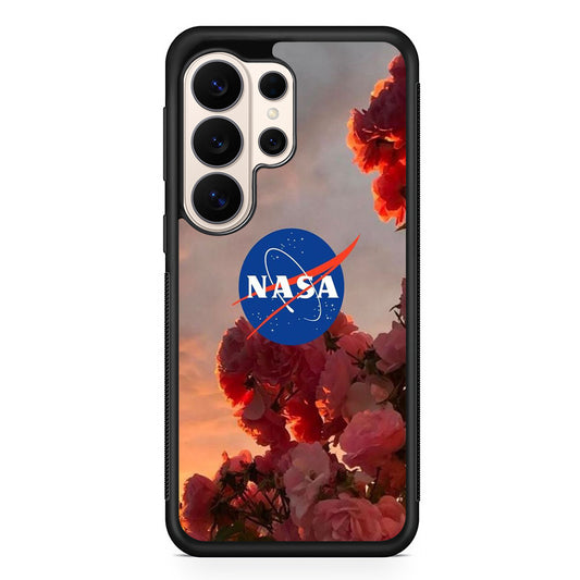Nasa Logo Pink Flowers Samsung Galaxy S26 Ultra Case | Durable Samsung Galaxy S26 Ultra Phone Case