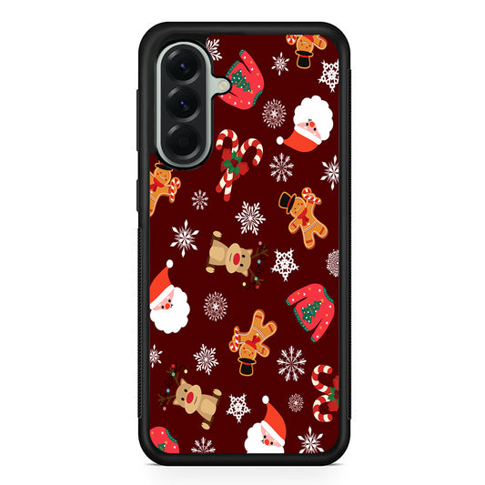 Christmas Ornaments Pattern Maroon Samsung Galaxy A56 Case | Samsung Galaxy A56 Protective Rubber Case
