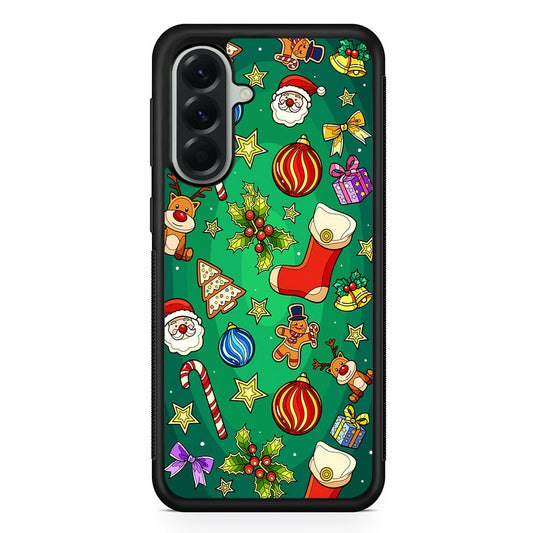 Christmas Ornaments Pattern Green Samsung Galaxy A56 Case | Samsung Galaxy A56 Protective Rubber Case