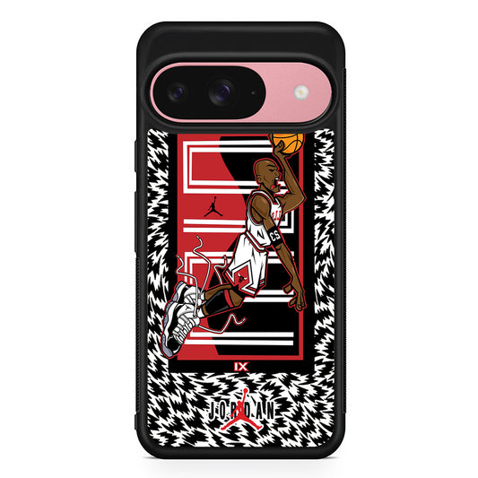 Air Jordan 23 Cartoon Signature Google Pixel 9 Case | Google Pixel 9 Protective Rubber Case