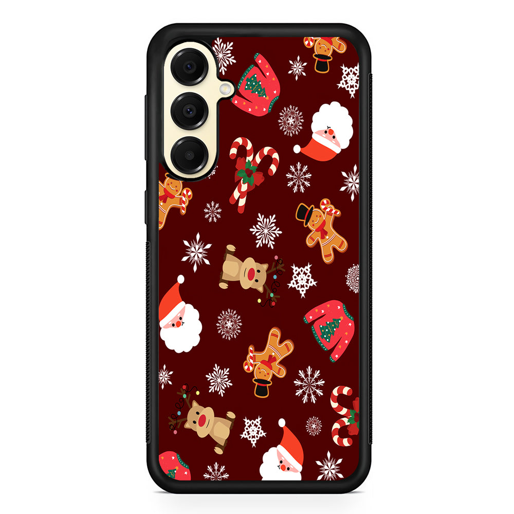 Christmas Ornaments Pattern Maroon Samsung Galaxy A16 Case | Slim Rubber Samsung Galaxy A16 Case