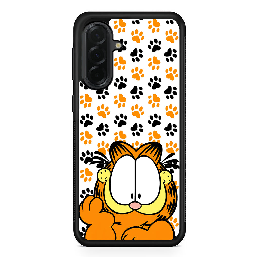 Garfield And His Footprints Samsung Galaxy A36 Case | Protective Rubber Cover