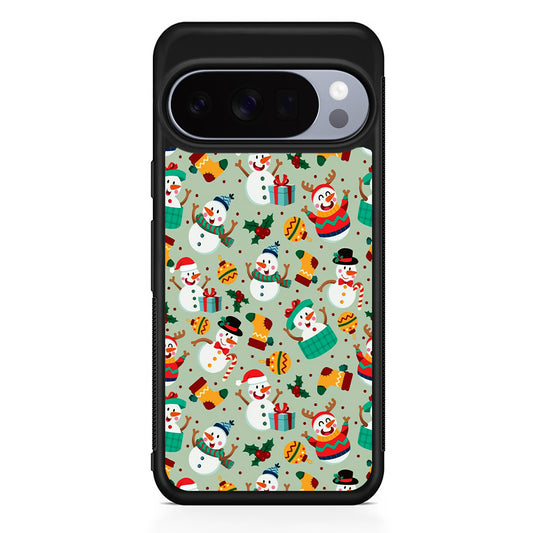 Snowman Cartoon Christmas Pattern Google Pixel 10 Pro Case | Slim Google Pixel 10 Pro Rubber Case