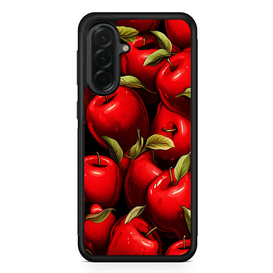 A Red Apple with Leaves Samsung Galaxy A36 Case | Protective Rubber Cover