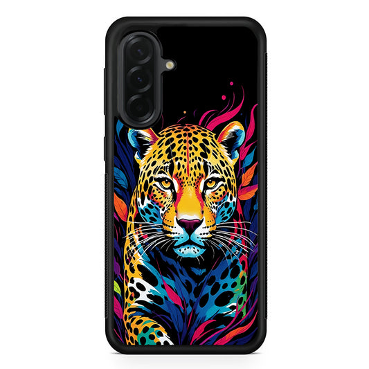 A Colorful Leopard on The Hunt Samsung Galaxy A36 Case | Protective Rubber Cover