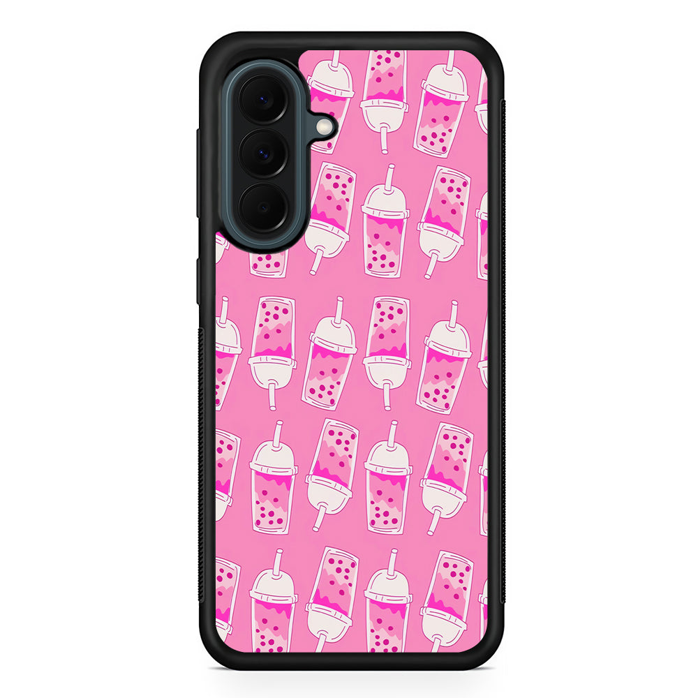 Bubble Tea Pink Pattern Samsung Galaxy A37 Case | Samsung Galaxy A37 Rubber Phone Case