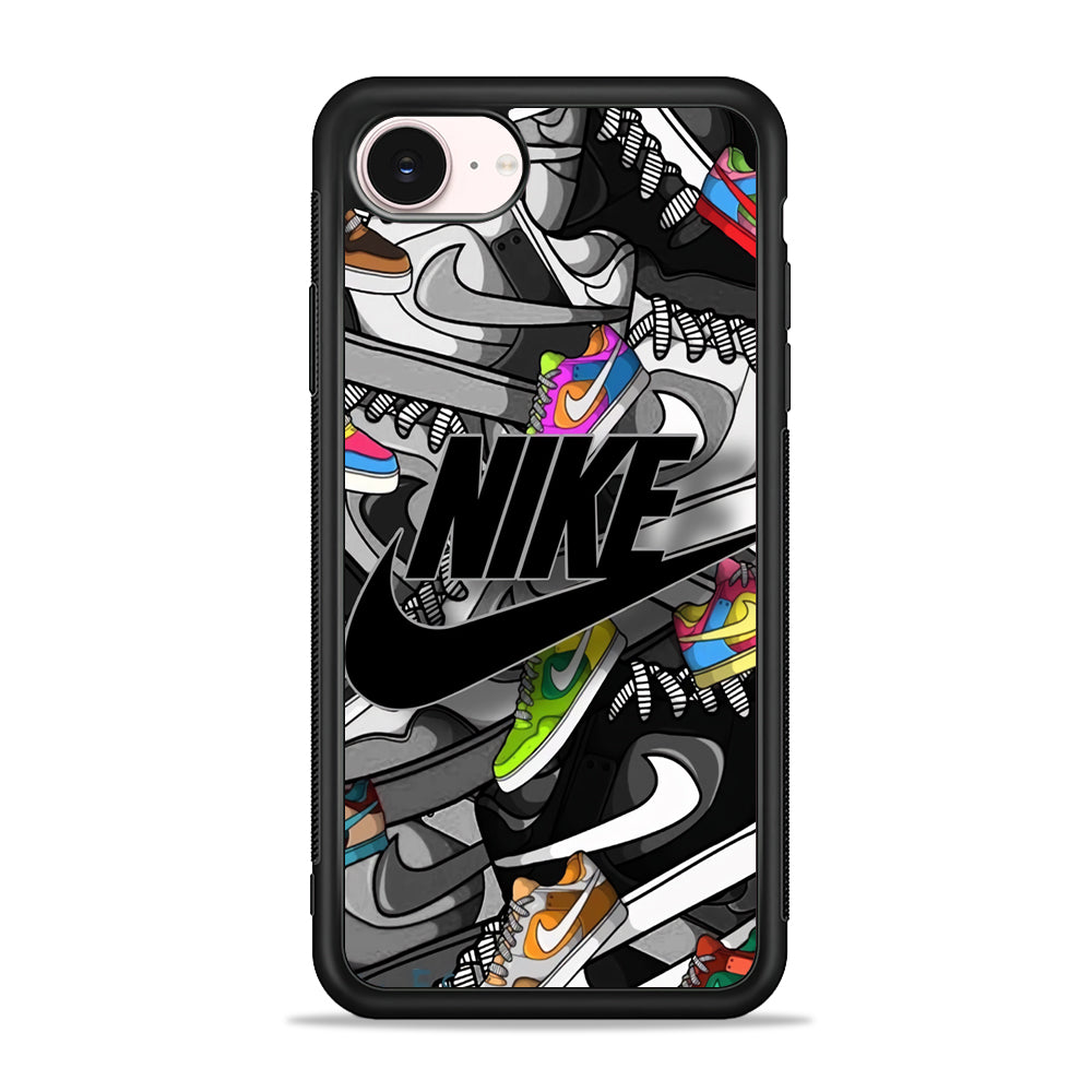 Nike Collection Shoes Black Logo iPhone 17e Case - Silicone Case