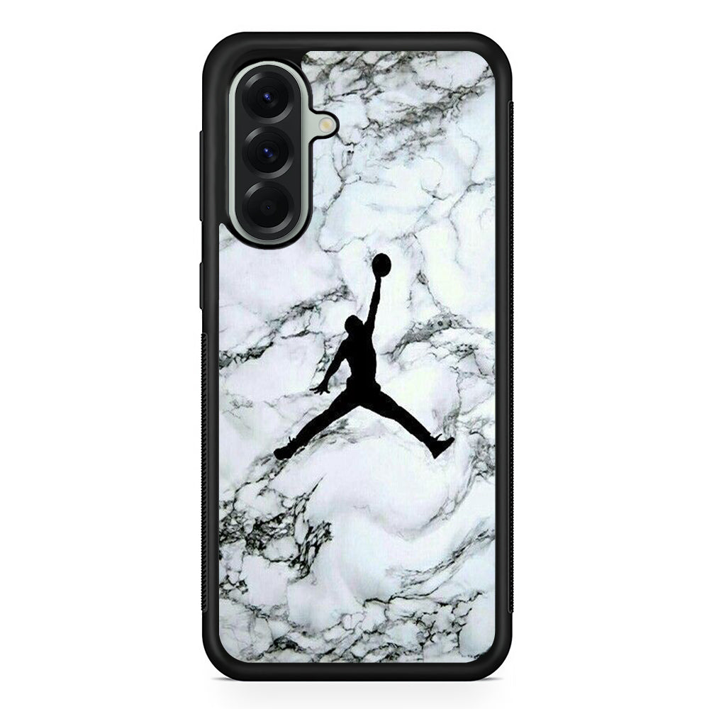 Jordan White Marble Logo Samsung Galaxy A56 Case | Samsung Galaxy A56 Rubber Protective Case