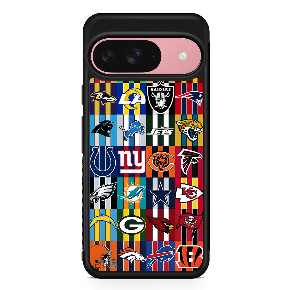 All NFL Football Logo Google Pixel 9 Case | Google Pixel 9 Protective Rubber Case