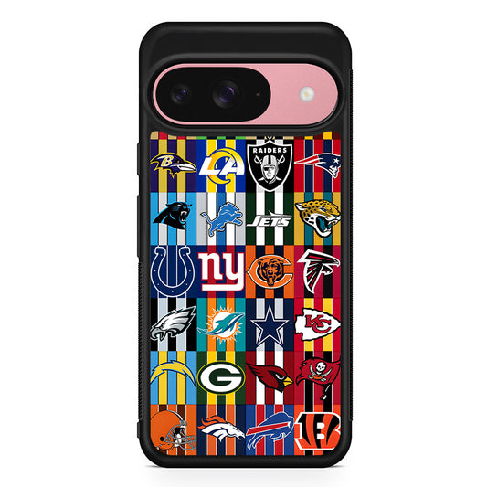 All NFL Football Logo Google Pixel 9 Case | Google Pixel 9 Protective Rubber Case