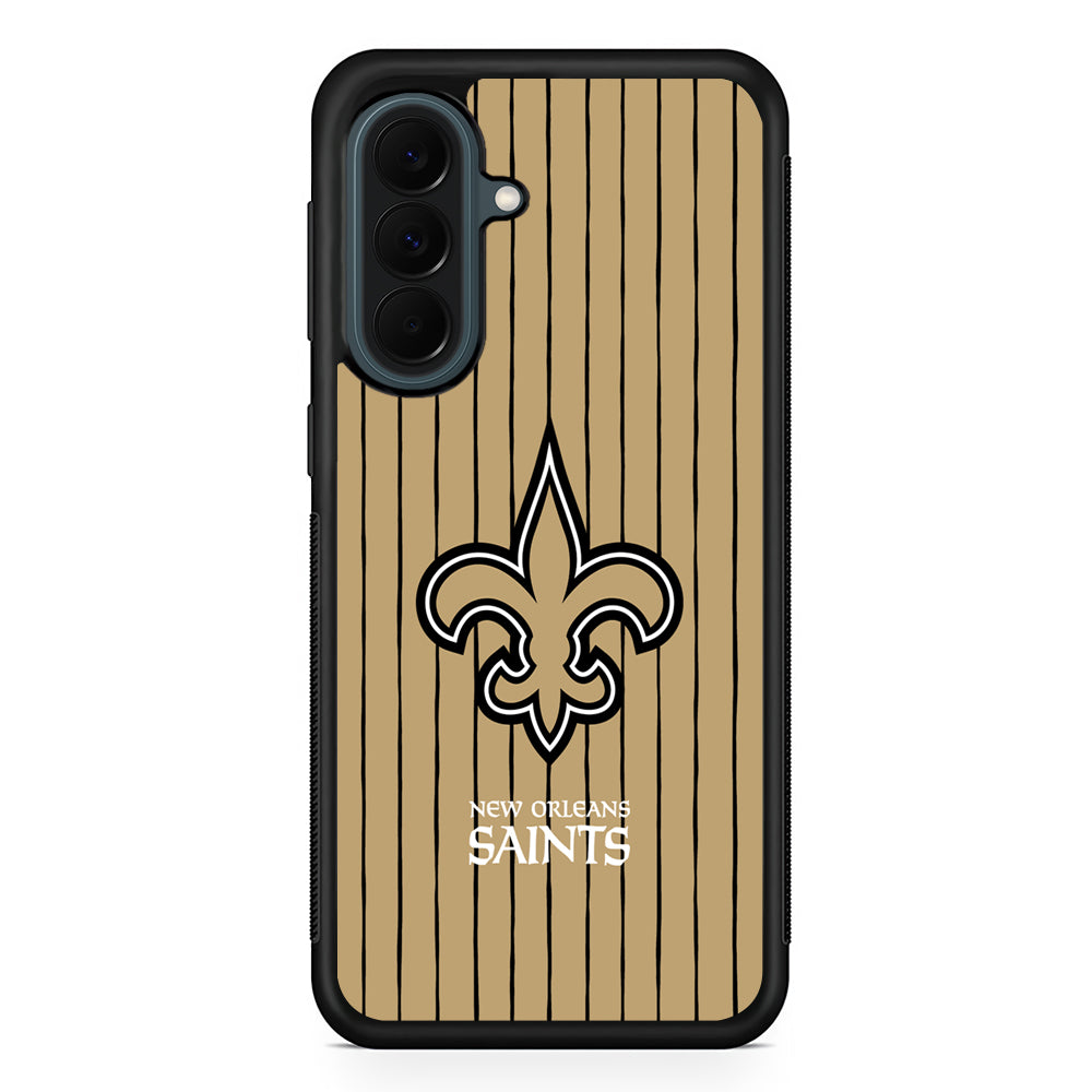 NFL New Orleans Saints Striped Samsung Galaxy A37 Case | Samsung Galaxy A37 Rubber Phone Case