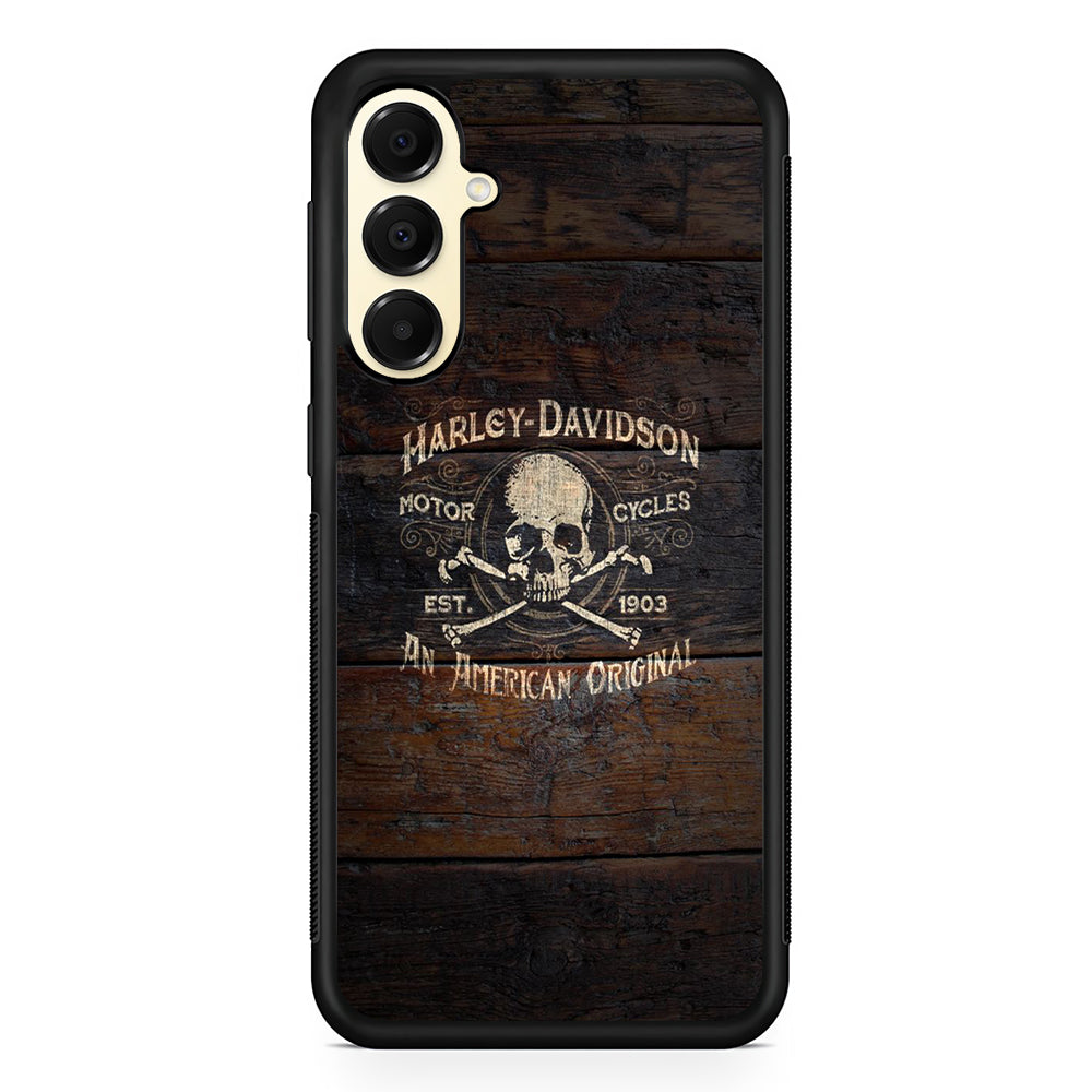 Harley Davidson Skull Logo In Wood Samsung Galaxy A16 Case | Custom Protective Samsung Galaxy A16 Case