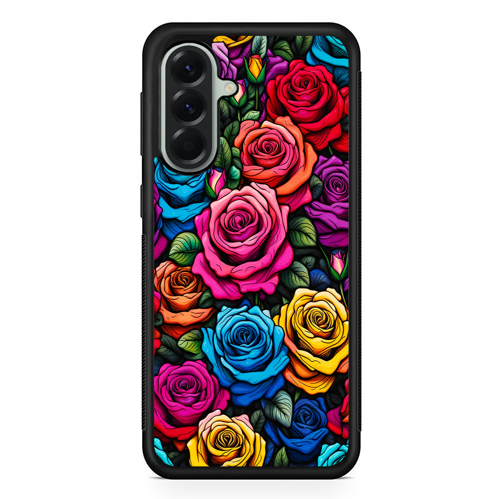 Colourful Roses Flowers Aesthetic Samsung Galaxy A56 Case | Samsung Galaxy A56 Protective Rubber Case