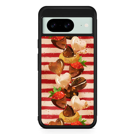 Strawberry in Chocolate and Cookie Google Pixel 8 Case | Durable Protective Cover for Google Pixel 8