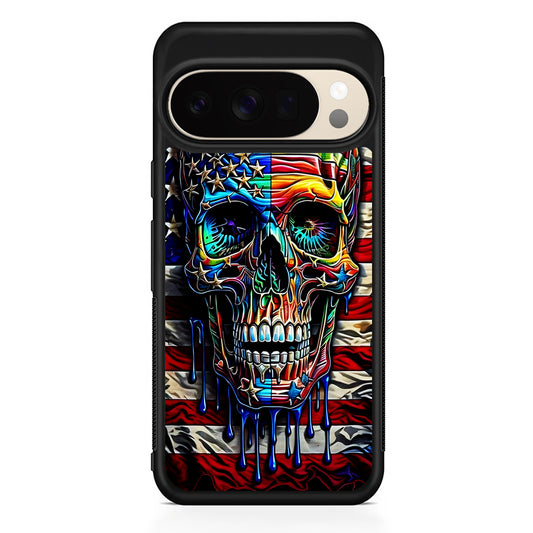 American Flag with Face Skulls Google Pixel 10 Pro XL Case | Slim Google Pixel 10 Pro XL Protective Case