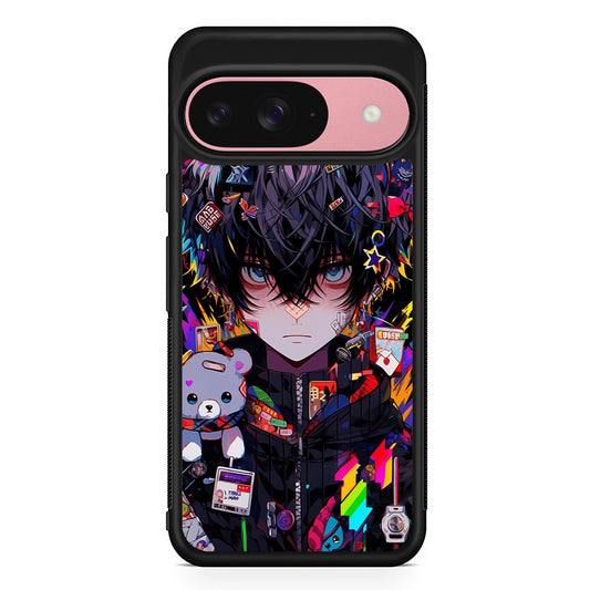 Anime Boy Bear Doll Aesthetic Google Pixel 9 Case | Google Pixel 9 Protective Rubber Case
