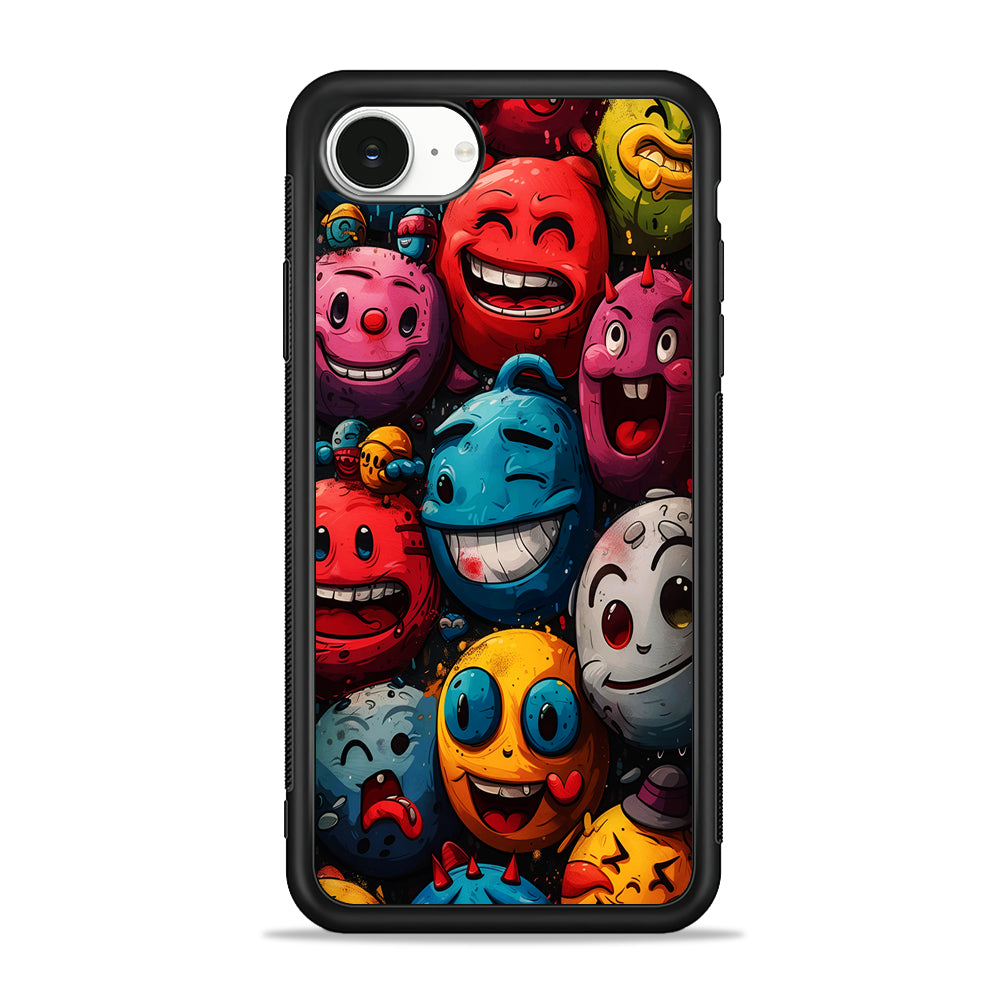Colorful Funny Emoticons Doodle iPhone 16e Case | Protective Phone Cover
