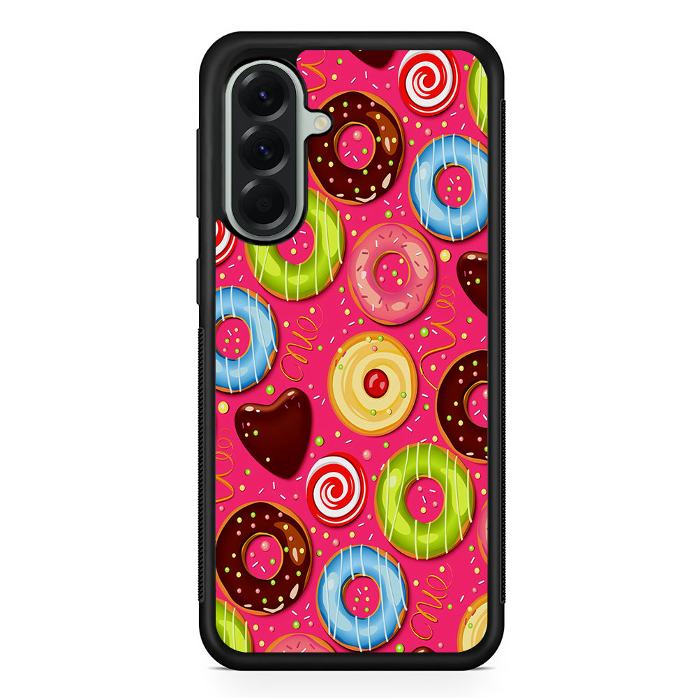 Pink Sweet Cute Donuts Samsung Galaxy A56 Case | Samsung Galaxy A56 Protective Rubber Case
