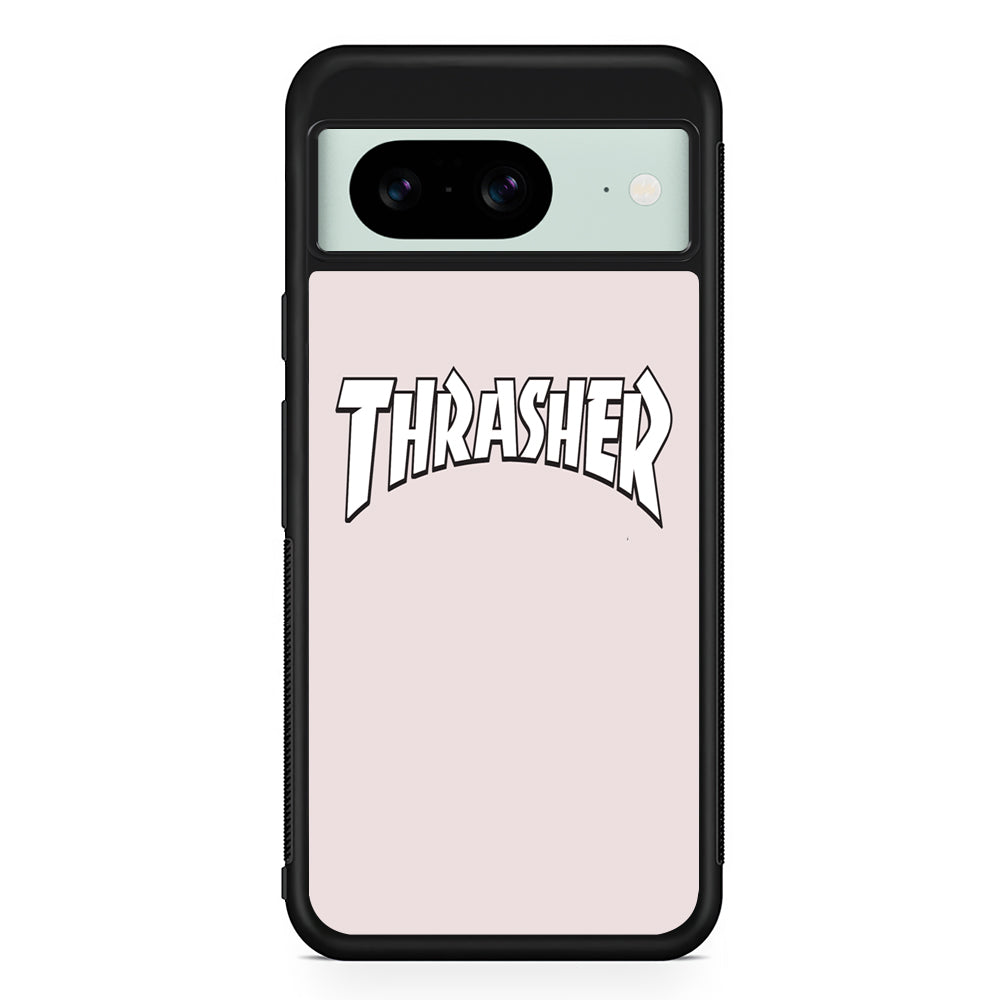 Thrasher Pearl White Logo Google Pixel 8 Case | Slim Rubber Case for Google Pixel 8