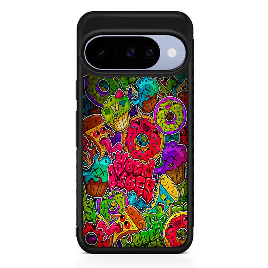 Colorful Scary Food Doodle Google Pixel 10 Case | Google Pixel 10 Rubber Protective Case