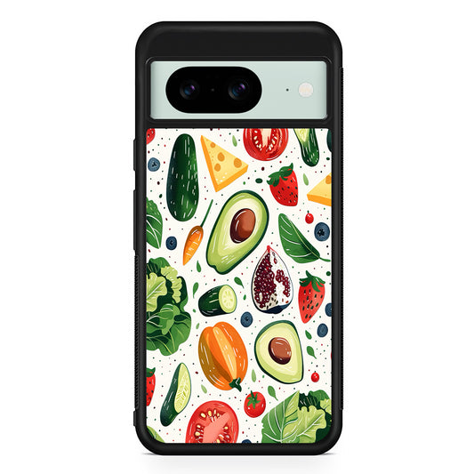 Collection of Fruits and Vegetables Google Pixel 8 Case | Durable Protective Cover for Google Pixel 8
