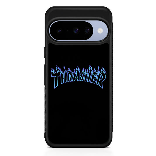 Thrasher Blue Flame Google Pixel 10 Case | Google Pixel 10 Rubber Protective Case