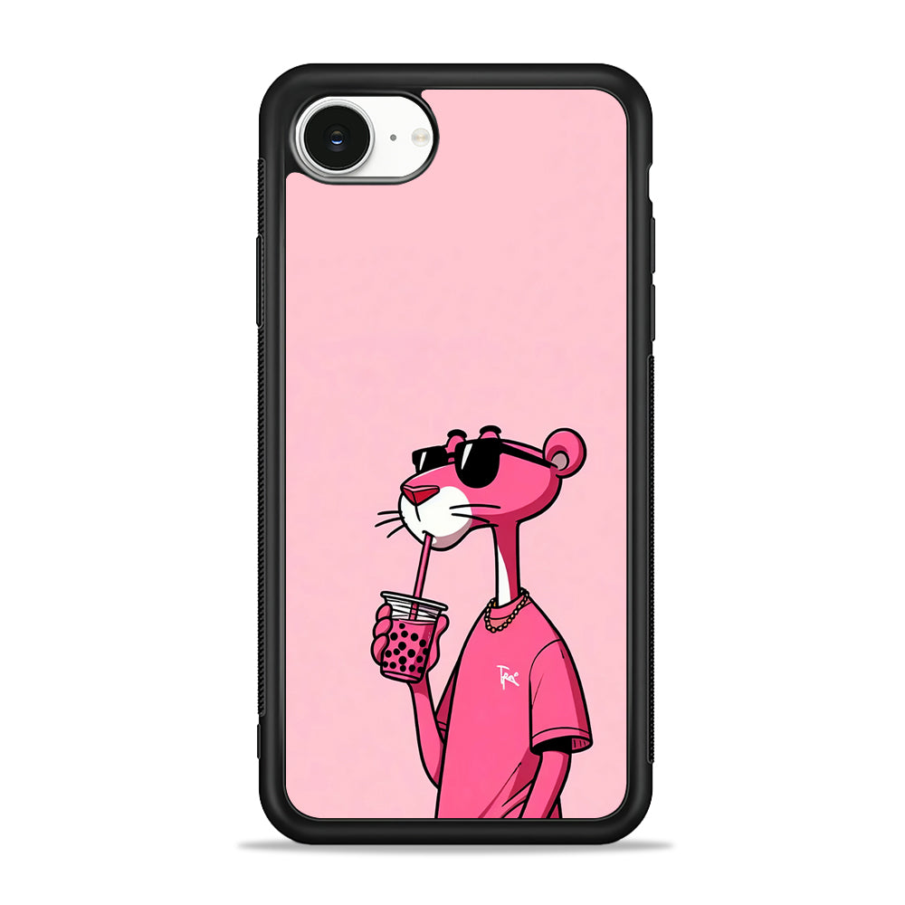 Pink Panther Drinks Bubble Tea iPhone 16e Case | Protective Phone Cover