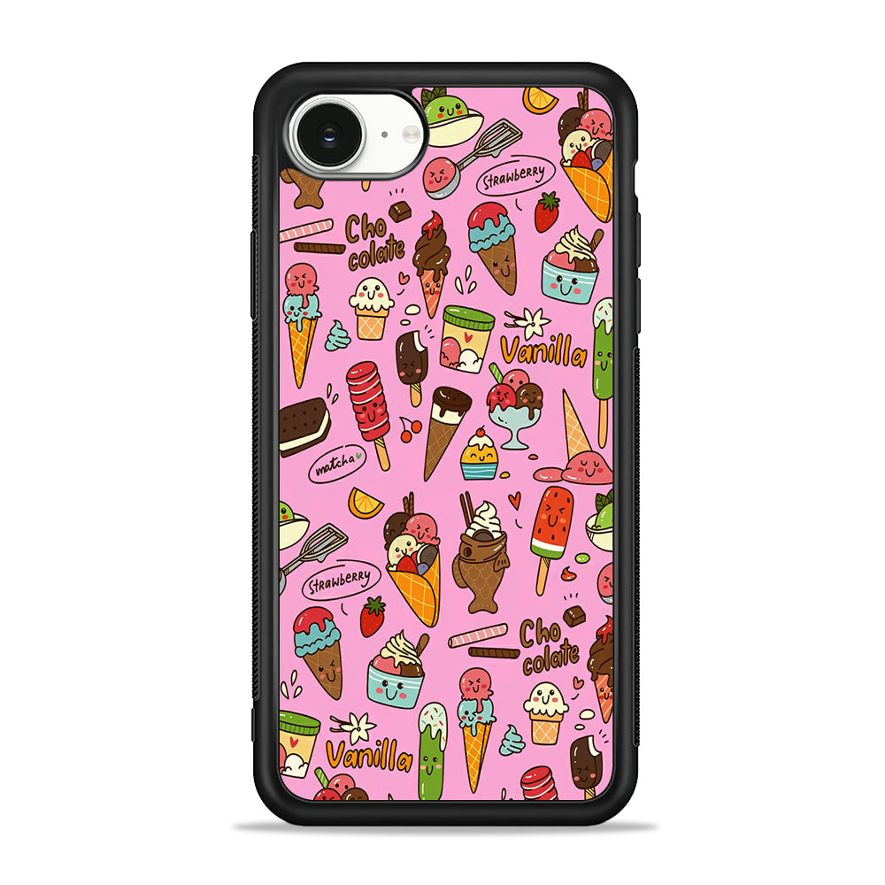 Ice Cream Doodle Cartoon iPhone 16e Case | Protective Phone Cover