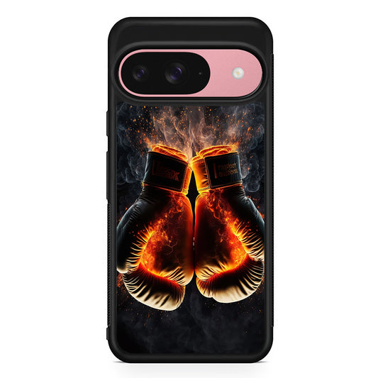 Boxing Gloves In Fire Google Pixel 9 Case | Google Pixel 9 Protective Rubber Case
