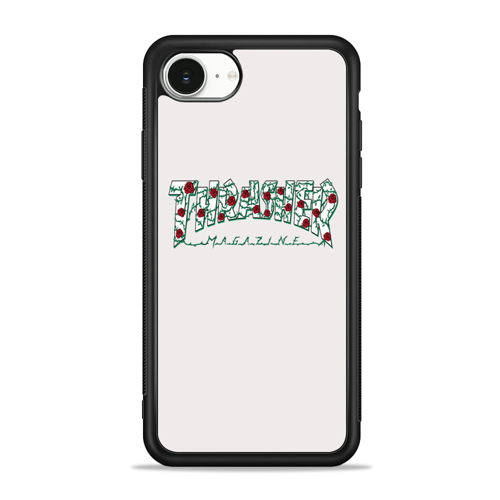 Thrasher White Milk Rose Floral iPhone 16e Case - Slim Silicone Case