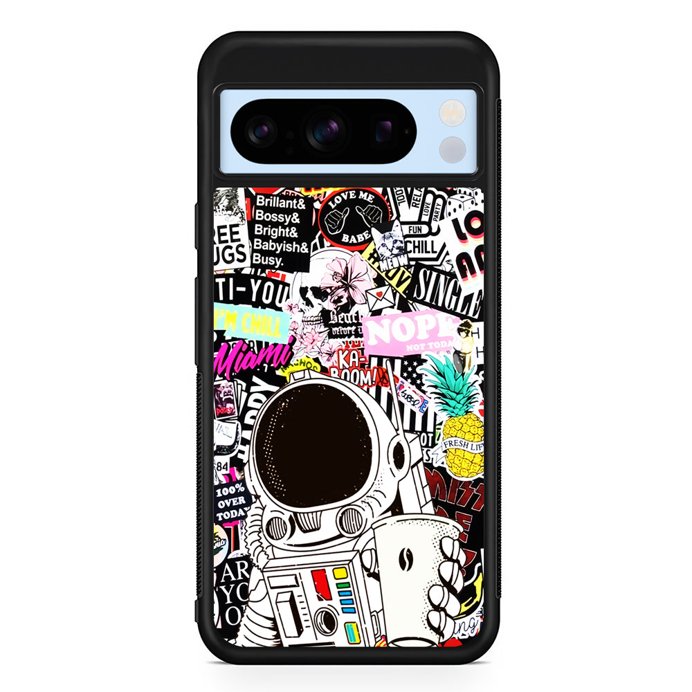 Astronauts Coffee Cheers Google Pixel 8 Pro Case | Slim Rubber Case for Google Pixel 8 Pro
