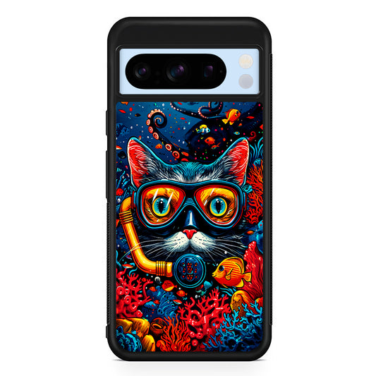 Kitty Cat Under The Sea Google Pixel 8 Pro Case | Slim Rubber Case for Google Pixel 8 Pro