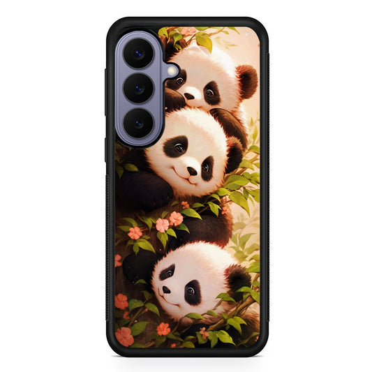 Three Cute Pandas Hiding Samsung Galaxy S26 Case | Durable Rubber Case for Samsung Galaxy S26