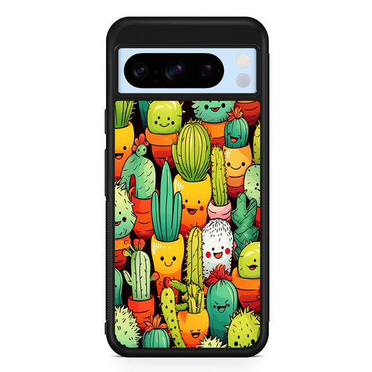 Cactus Cartoon in Pots Google Pixel 8 Pro Case | Slim Rubber Case for Google Pixel 8 Pro