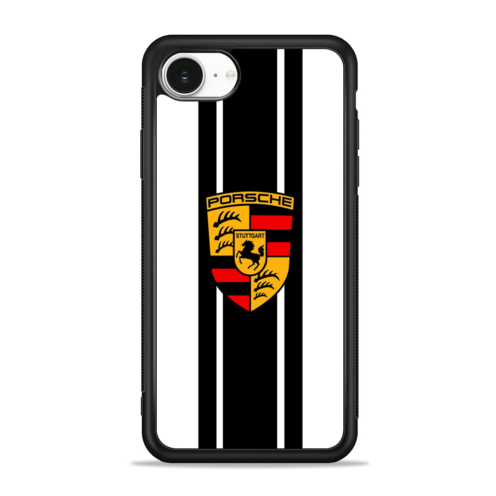 Porsche Stripe White Emblem iPhone 16e Case - Slim Silicone Case