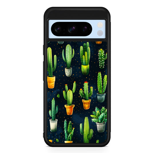 A Collection of Cactus in Pots Google Pixel 8 Pro Case | Slim Rubber Case for Google Pixel 8 Pro