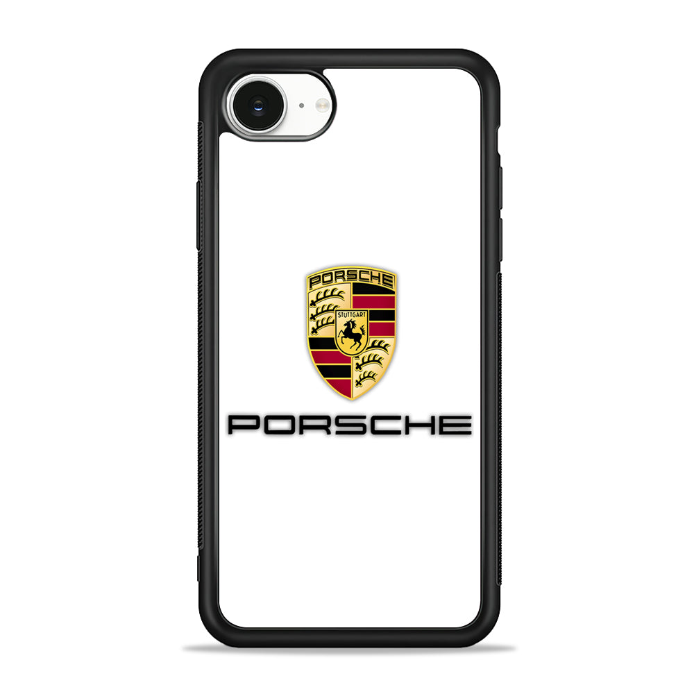 Porsche White Emblem iPhone 16e Case - Slim Silicone Case