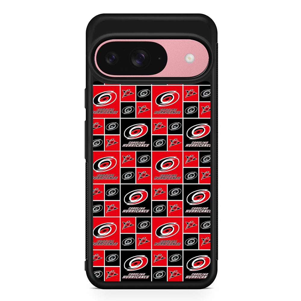 NHL Carolina Hurricanes Pattern Google Pixel 9 Case | Google Pixel 9 Protective Rubber Case