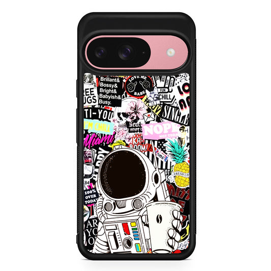 Astronauts Coffee Cheers Google Pixel 9 Case | Google Pixel 9 Protective Rubber Case