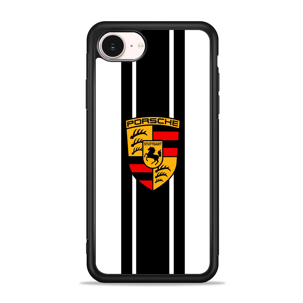 Porsche Stripe White Emblem iPhone 17e Case - Silicone Case