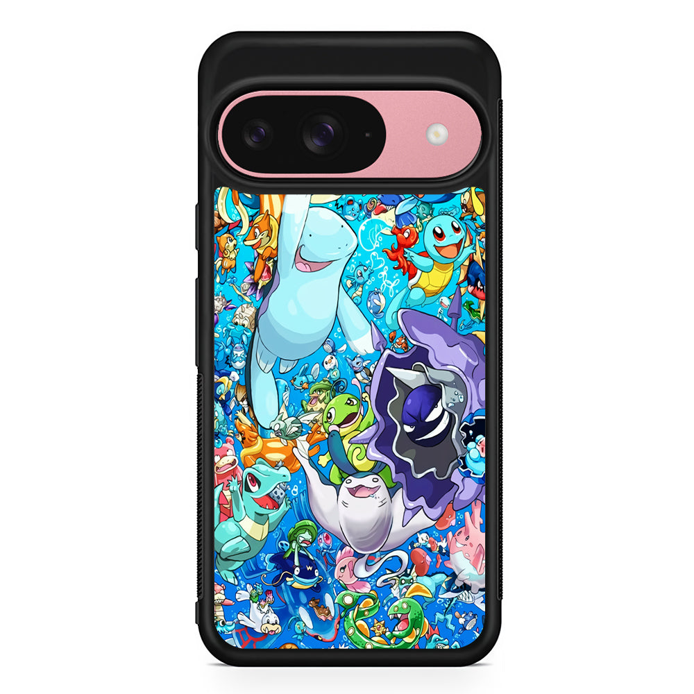 Pokemon Water Google Pixel 9 Case | Google Pixel 9 Protective Rubber Case
