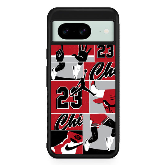 Air Jordan Team Collage Backdrop Google Pixel 8 Case | Durable Protective Cover for Google Pixel 8