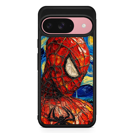 Spiderman Starry Night Google Pixel 9 Case | Google Pixel 9 Protective Rubber Case