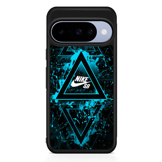 Nike Blue Paint Triangle Google Pixel 10 Case | Google Pixel 10 Rubber Protective Case