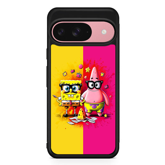 Spongebob and Patrick Yellow Pink Google Pixel 9 Case | Google Pixel 9 Protective Rubber Case