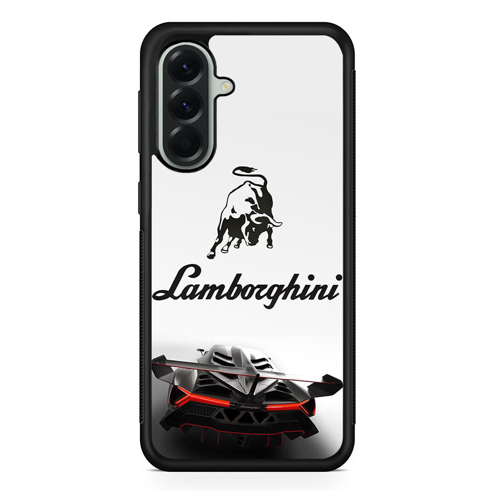 Lamborghini White Logo Car Samsung Galaxy A56 Case | Samsung Galaxy A56 Rubber Protective Case