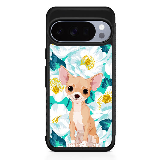 Chihuahua Dog Flower Blue Google Pixel 10 Pro Case | Slim Google Pixel 10 Pro Rubber Case