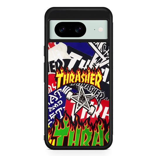 Thrasher Sticker Flat Google Pixel 8 Case | Slim Rubber Case for Google Pixel 8